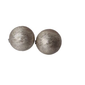 Vintage Crown Trifari Clip On Earrings Brushed Silver Tone Round Button Design